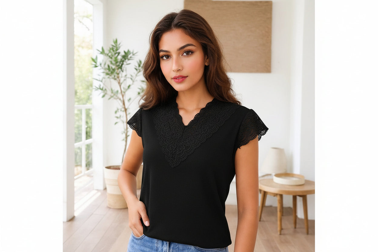 Extra stretchig ribbad T-shirt